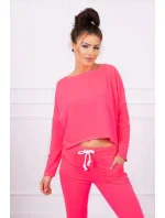 Sada s oversize blúzkou ružová neónová