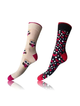 Veselé ponožky 2 páry CRAZY SOCKS 2x - BELLINDA - biele