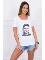 Blúzka so ženskou grafikou biela Blúzka so ženskou grafikou biela