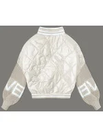 Dámska bunda bomber so svetrovými rukávmi svetlo béžová (2439) Dámska bunda bomber so svetrovými rukávmi svetlo béžová (2439)