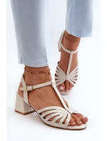 Damskie Sandały Na Obcasie Sergio Leone SK880 Perłowe