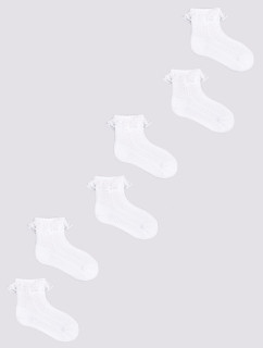 Yoclub Dievčenské ponožky s volánikom 3Pack SKL-0009G-0100 White