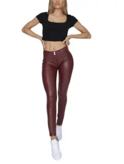 Dámske nohavice Hugz Black Faux Leather Mid Waist - HUGZJEANS