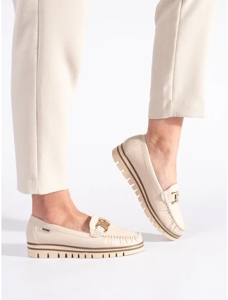 Trendy dámske hnedé mokasíny na platforme