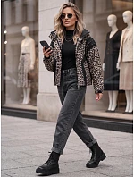 Dámska prechodná bunda s kapucňou s leopardím vzorom, béžová, FashionStreet TY6041 Dámska prechodná bunda s kapucňou s leopardím vzorom, béžová, FashionStreet TY6041