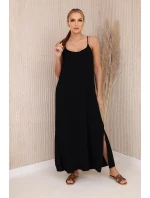Dlhé šaty bez ramienok čierne