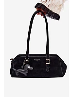 Kabelka z imitace semiše s přívěskem jezevčík černá Noely