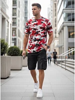 Pánske maskáčové červené tričko FashionStreet RX5588