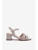 Sandały Damskie Na Obcasie Z Eko Skóry Sergio Leone SK894 Szare