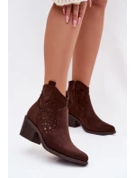 Dámské perforované kotníkové boty Kovářské boty na podpatku S.Barski HY61-8012 Čokoládové