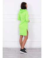 Šaty s dlhším chrbtom a farebnou zelenou neónovou potlačou