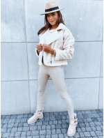 Dámska kožená bunda PLAYDIVA light beige FashionStreet TY3852