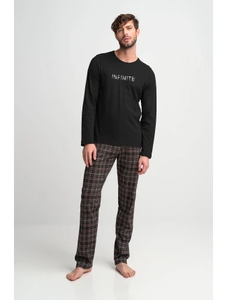 Vamp - Pánske bavlnené pyžamo s károvanými nohavicami 21937 - Vamp Vamp - Pánske bavlnené pyžamo s károvanými nohavicami 21937 - Vamp