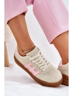 Sneakersy Damskie Na Platformie Beżowe Syliyana