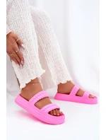 Piankowe Lekkie Klapki Damskie Na Platformie S.Barski ZK51-001 Fuksja