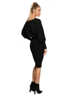 M690 Kombinované pletené šaty - čierne