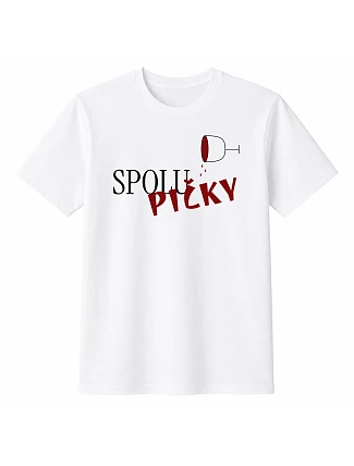 Dámske bavlnené tričko s potlačou - SPOLUPIČKY - biele Dámske bavlnené tričko s potlačou - SPOLUPIČKY - biele