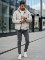 Pánska zimná bunda s kapucňou svetlo béžová FashionStreet TX5109