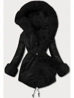 Parka s kožušinovou podšívkou čierno-čierna (5M763-392A)