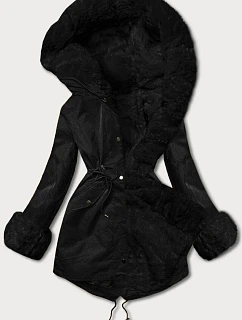 Parka s kožušinovou podšívkou čierno-čierna (5M763-392A)