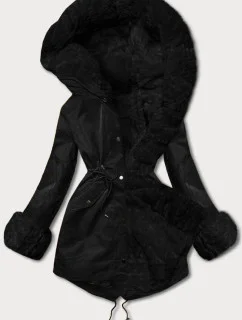 Parka s kožušinovou podšívkou čierno-čierna (5M763-392A)