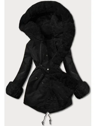 Parka s kožušinovou podšívkou čierno-čierna (5M763-392A)