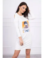 Šaty s 3D grafikou, čipka vo farbe ecru