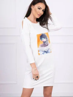 Šaty s 3D grafikou, čipka vo farbe ecru