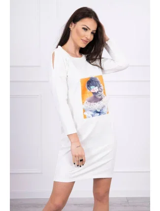 Šaty s 3D grafikou, čipka vo farbe ecru