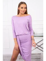Asymetrické šaty, 3/4 rukávy, svetlo fialové