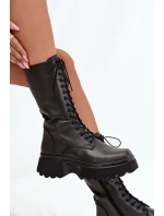 Skórzane Kozaki Ocieplane Na Platformie Artiker 57C2282 Czarne