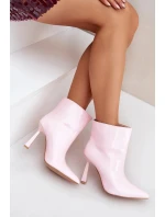 Lakované členkové topánky na špičke Slip-on Light Pink Seliri