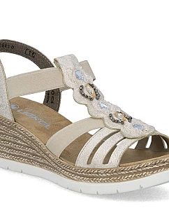 Dámske sandále espadrille pohodlné béžové Rieker 619B2-60