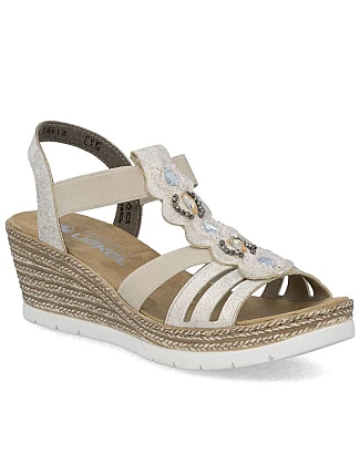 Dámske sandále espadrille pohodlné béžové Rieker 619B2-60 Dámske sandále espadrille pohodlné béžové Rieker 619B2-60