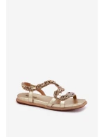 Sandały Damskie Ze Zdobieniem Wąż Eko Skórzane Artiker 56C1362 Złote