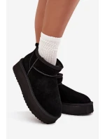 Zamszowe Śniegowce Damskie Na Platformie Vinceza 97962 Czarne