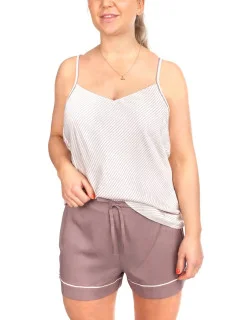 Dámske pyžamové kraťasy QS6449E-DVB hnedá - Calvin Klein