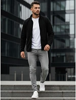 Pánska mikina na zips s kapucňou čierna FashionStreet BX4771