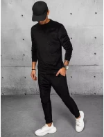 Pánska čierna velúrová mikina FashionStreet BX5534 Pánska čierna velúrová mikina FashionStreet BX5534