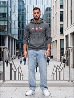 Pánska mikina s kapucňou a vreckom na hrudi s potlačou, tmavošedá, FashionStreet NX5150BX Pánska mikina s kapucňou a vreckom na hrudi s potlačou, tmavošedá, FashionStreet NX5150BX