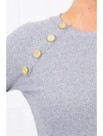 Šaty s ozdobnými gombíkmi šedej