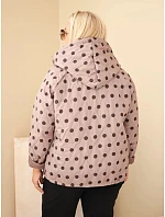 Dámska bunda Plus Size s kapucňou, bodkovaná, farba fango