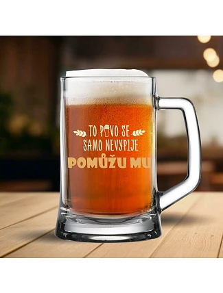 Pohár sám nevypije pivo... POMÔŽEM JEMU - pivný pohár 0,5 Pohár sám nevypije pivo... POMÔŽEM JEMU - pivný pohár 0,5
