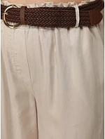 Dámske nohavice z lyocellu so širokými nohavicami, béžové, FashionStreet UY3068 Dámske nohavice z lyocellu so širokými nohavicami, béžové, FashionStreet UY3068