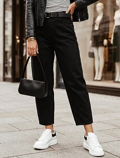 Dámske džínsy s vysokým pásom a opaskom, strih „balloon fit“, čierne, FashionStreet UY3119