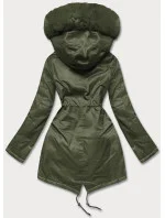 Dámska parka s kožušinou army (5m762-136)