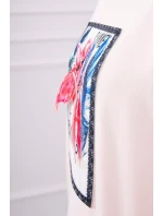 Blúzka s 3D grafikou plameniaka púdrovo ružová Blúzka s 3D grafikou plameniaka púdrovo ružová