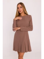 M872 Šaty s obrátenými záhybmi - mocca