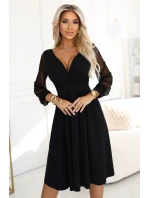 Elegantné midi šaty 657-1 čierne - Numoco