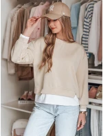 LUZZIO dámska oversize mikina svetlo béžová FashionStreet BY1384